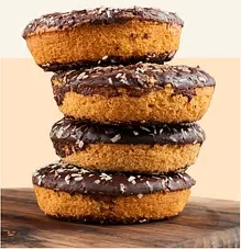 Stack of chocolate glazed donuts